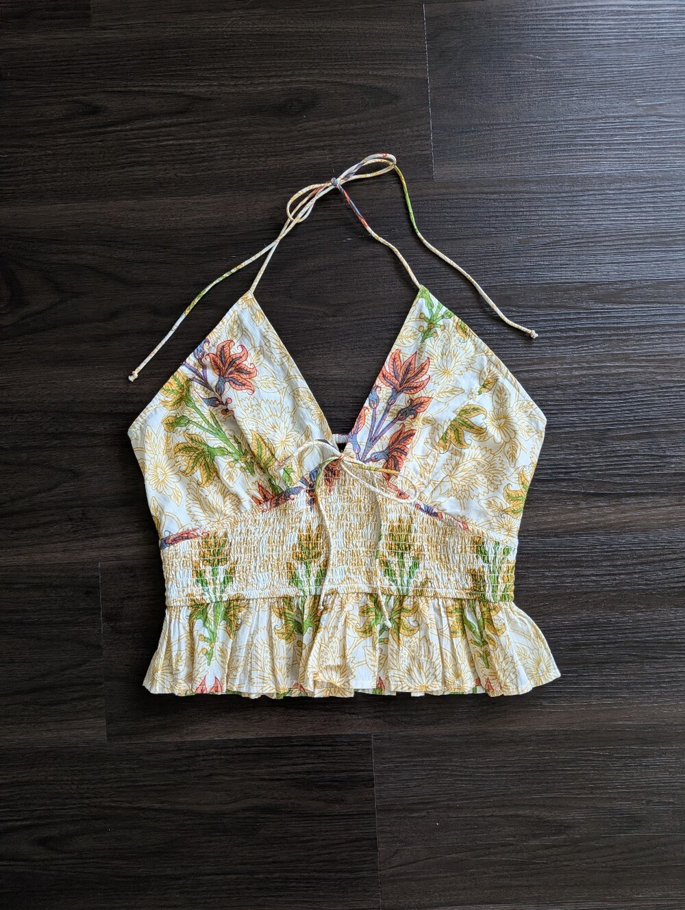 NWT Fab'rik Tropical 100% Cotton Halter Top Resort Vacation Boho Large